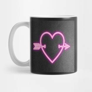 Heart & Arrow Bright Pink on Black Background Graphic Design Cute Gifts Mug